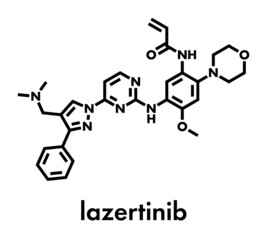 Fototapeta premium Lazertinib cancer drug molecule. Skeletal formula.