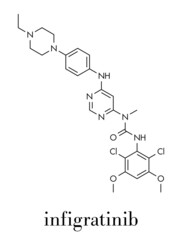 Infigratinib drug molecule. Skeletal formula.
