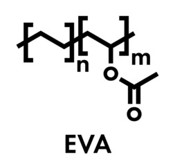 Ethylene-vinyl acetate (EVA) copolymer, chemical structure. Skeletal formula.
