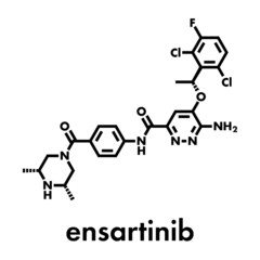 Ensartinib drug molecule. Skeletal formula.