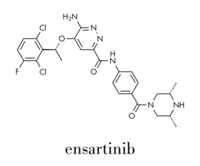 Ensartinib drug molecule. Skeletal formula.