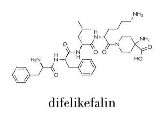 Difelikefalin drug molecule. Skeletal formula.