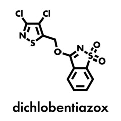 Dichlobentiazox fungicide molecule. Skeletal formula.