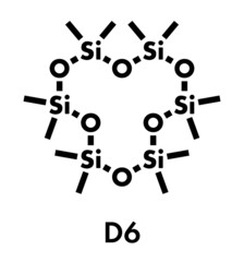 dodecamethylcyclohexasiloxane (D6) cyclic organosilicon molecule. Skeletal formula.