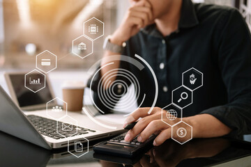 Digital marketing media  in virtual icon