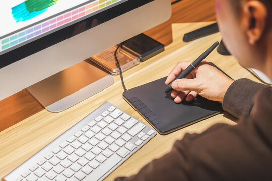 Graphic designer at work