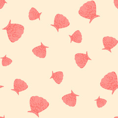 Seamless pattern seashells. Cute conch in doodle style