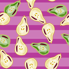 Pears of seamless pattern. Hand drawn background fruit.