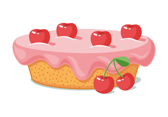 Cherry cake cartoon vector illustration