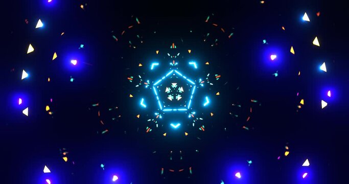 Animation of a Pulsating Neon Pentagonal Shape 2. 4k
