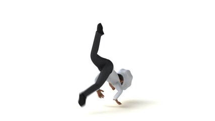 Fun 3D cartoon chef doing breakdance