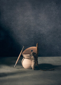 homemade Ceramics wrapped in ribbon