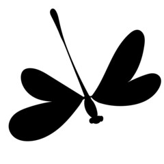 dragonfly flying silhouette on white background, vector, isolated