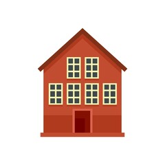 Wood swedish house icon flat isolated vector