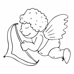 Cartoon angel. Vector doodle illustration of a boy cupid. Valentine's Day Icon.
