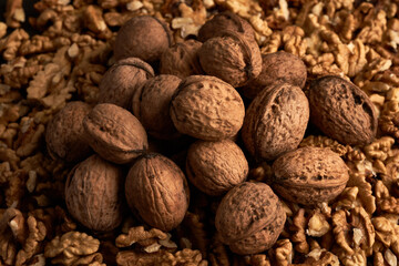 Walnuts on a wooden board