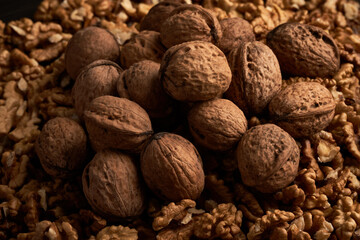 Walnuts on a wooden board
