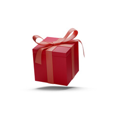 3d rendering of a red gift box with ribbon