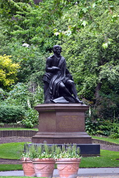 Robert Burns statue in Victoria Embankment Gardens, London United Kingdom.