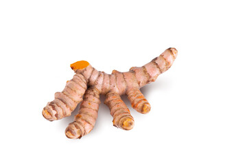 Turmeric Herb Contains Bioactive Compounds isolated over white background.