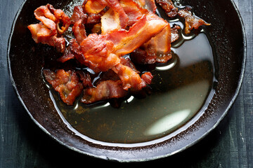 pan of rendered bacon fat flavoring ingredient