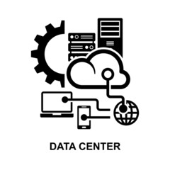 Data center icon isolated on white background vector illustration.