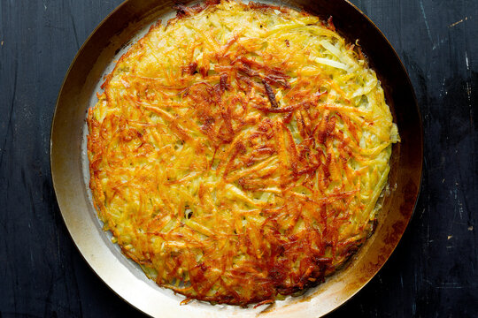 golden swiss rosti fried potato pancake