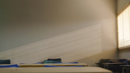 Obraz premium Thai lecture chairs and tables in public university classroom