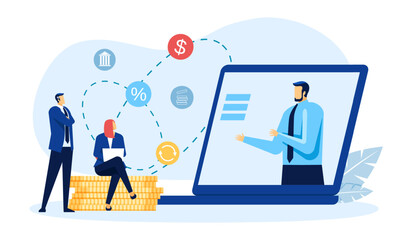 Online service bank account, web banking application. Vector online web service, bank account illustration