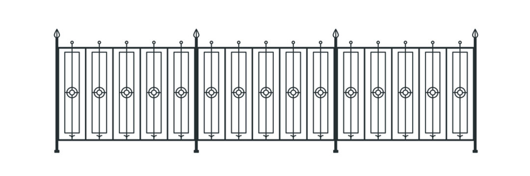 Forged fence pattern. Wrought Iron Gates Outline. Vector illustration