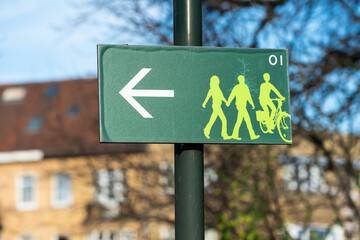 Laeken, Brussels Capital Region - Belgium -  01 01 2022: Sign of the circular green walk, a 63 km walking and biking trail around the city