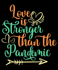 Love is stronger than the pandemic Quote Valentine’s Day t-shirt design. Unique and Trendy Typography quote for valentine's day. Valentine designs for poster, web, print, banner, t-shirt & mug print.
