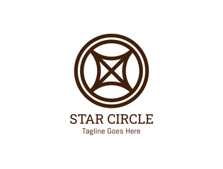 A circle with a light illustration of a star in the center for an abstract logo