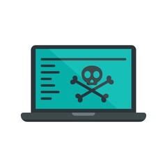 Hacked laptop icon flat isolated vector