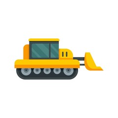 Naklejka premium Bulldozer icon flat isolated vector