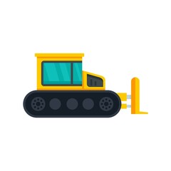 Fototapeta premium Contruction bulldozer icon flat isolated vector