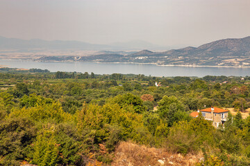Fototapeta na wymiar Polyfytos artificial lake morning in Greece.