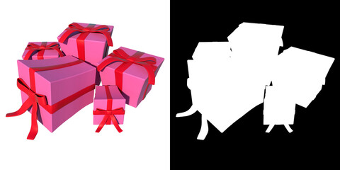 Group of gifts 5-white background alpha png 3D Rendering Ilustracion 3D