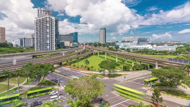 Jurong East Interchange metro station aerial timelapse, one of the major integrated public transportation hub in Singapore