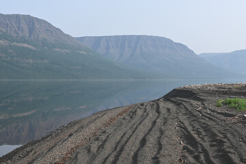 Mountain lake Yt-Kyyol on the Putorana plateau.