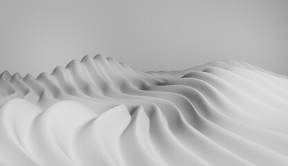 Elegant white background with curved wave lines. 3d render illustration