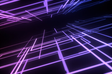 3D rendering neon glow line
