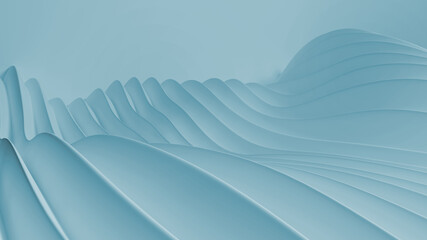 Elegant blue background with curved wave lines. 3d render illustration
