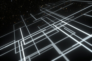 3D rendering neon glow line