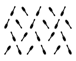 Bowling pins on black and white background