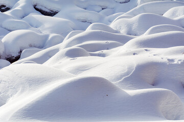 Stones   Covered with Snow in the Winter Mountain . Winter Landscape .Vitosha Mountain, Bulgaria 