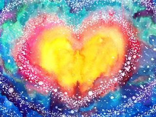 abstract colorful heart love mind mental spiritual soul soulmate inspiring universe emotions energy healing art watercolor painting illustration design color spirit lgbtq love symbol lgbt pride lgbtq+ - 478151354
