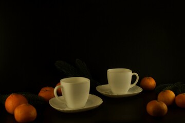 cup of coffee and orange