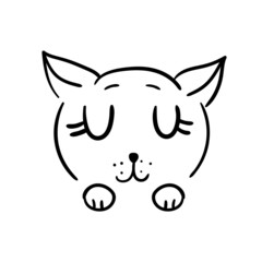 Vector hand-drawn cute cartoon fox. Print, sticker, logo, sketch, doodle. isolated on white background. children's drawing.