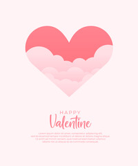 VALENTINE CLOUD ON HEART SHAPE, WITH PINK COLOR